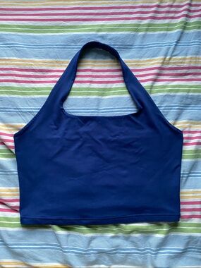 ReoRia Navy Blue Crop Halter Tank Top